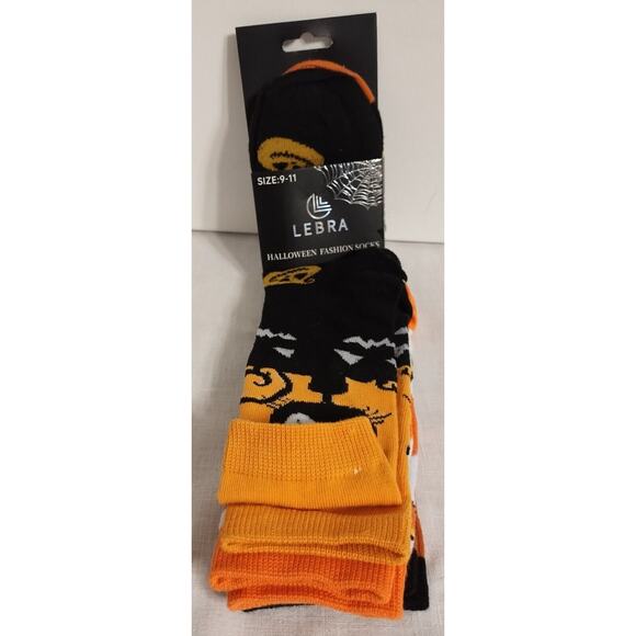 New Lebra Halloween Fashion Socks Size 9-11 Orange, White, Black - Picture 1 of 4